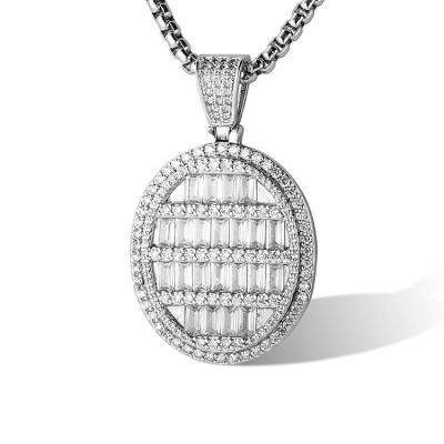 China Hiphop Marlary Original Design Iced Out Oval Shape Pendant Necklace Micro Pave CZ Jewelry for sale