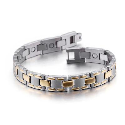 China Fashionable Factory Wholesale 18K Gold Plated Male Japanese Well Mastery Blood Pressure Magnetic Bracelet for sale