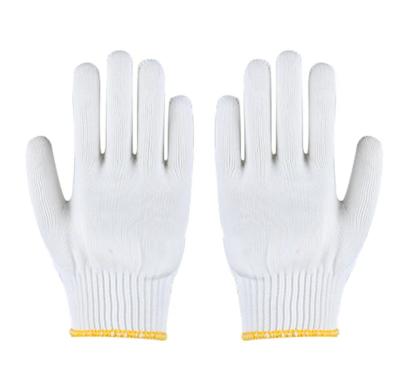 China Anti-slip White Cotton String Knit Gloves Ventilation Cotton And Polyester Gloves Suitable For Working 12 In 600g for sale