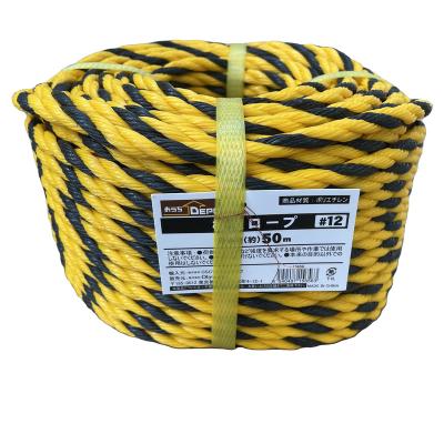 China Stable and firmly 2023 mixed black yellow virgin polyethylene tiger brand rope twist warning lead warning rope 12mm for sale