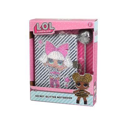 China L.O.L made to order. OH MY GOD design stationery set diary with lock set sequin magic notebook reverse sequins J003 for sale