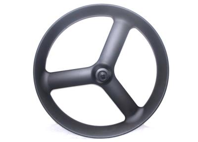 China Kohlenstoff-Faser-breites Fahrrad dreht 1070g, 3K-/UD-3 Speichen-fettes Fahrrad-Vorderrad  zu verkaufen