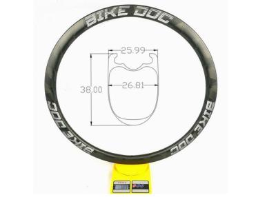 China 38mm 389g Tubeless Carbon Rim T800 Custom Bicycle Rim 700c Road Rim 28Inch for sale