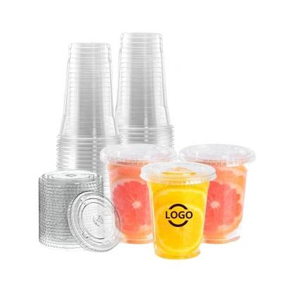 China Disposable Eco-Friendly Custom Clear Cup Single Wall Dessert Cups, Coffee Juice Disposable Plastic Cups With Lid for sale