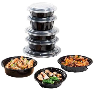 China Customized Disposable Bowls 24oz 32oz 38oz Black Round Disposable Plastic Meal Prep Bowls for sale