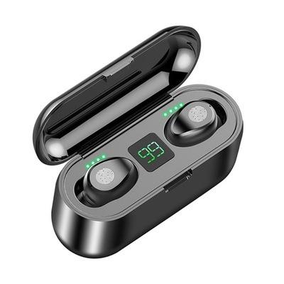 China hot selling In-ear noise canceling BT5.0 sport wireless earbuds with 2000 mAh power bank battery display F9 for sale