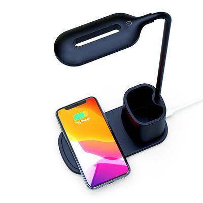 China Hot Selling Phone Charging 3 In 1 10W Wireless Pen Holder Charger LED Night Table Lamp For Bedroom for sale