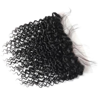 China New Fashion 100% Brazilian Soft Kinky Curly Wave Human Hair 13x4 Hd Transparent Lace Headband Ghrehair For Black Women for sale