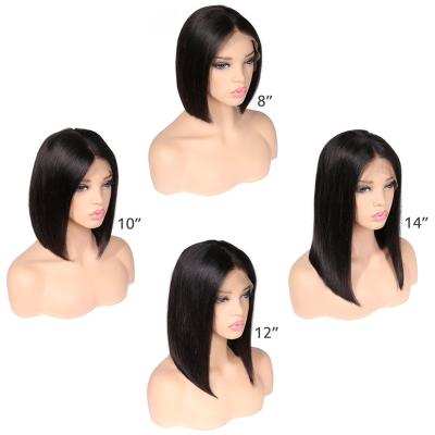 China Factory Price Short Transparent Hd Lace Human Bob Soft Hair Wig, Mink Brazilian Hair Wig, Short Closure Bob Wigs For Black Women for sale