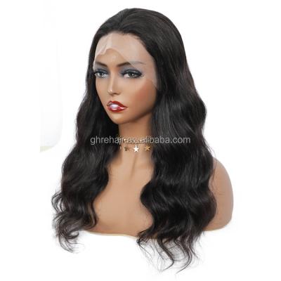 China Brazilian 100% Raw Body Wave Ghrehair Long Body Wave Human Hair Wigs 13x4 Full Lace Front Wig High Quality Transparent Virgin Wig for sale