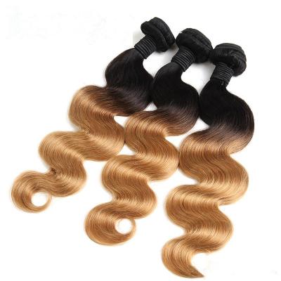 China High Quality Cheap Peruvian Hair Ombre 2Tone Color T1B/27 100% Body Wave Ghrehair Virgin Hair Bundles Body Wave Hair Extension for sale