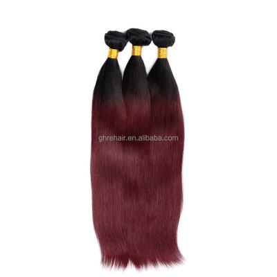 China Best Selling 100% Ghrehair Human Hair 12A Bundle With Color 1B99J Straight Hair Weave Wefts for sale