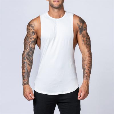 China Anti-Wrinkle Sports Cotton Men's Muscle Singlet Gym Men's Tank Top Bodybuilding Fitness Running Logo Tank Top Custom Made for sale