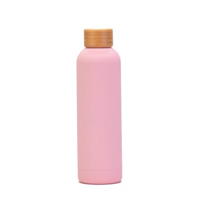 China 350ml 500ml 750ml 1000ml Double Wall Sustainable Water Bottle Stainless Steel Reusable Sports Water Bottle With Bamboo Lid for sale