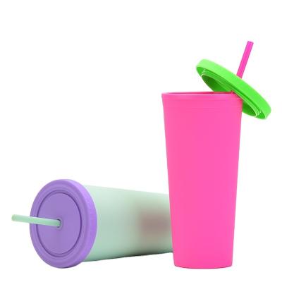 China Travel Sustainable Acrylic Tumbler With Reusable Straw Insulated Double Wall Plastic Lid And Cups for sale