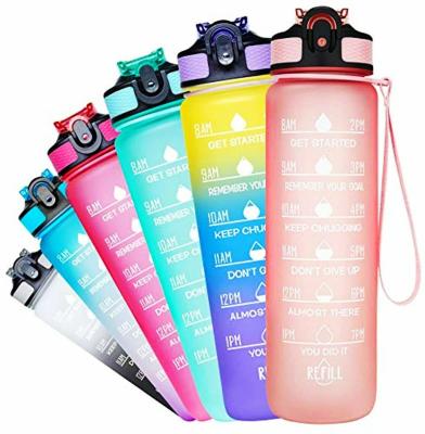 China 1 L viable water bottle with time marker and straw for sale