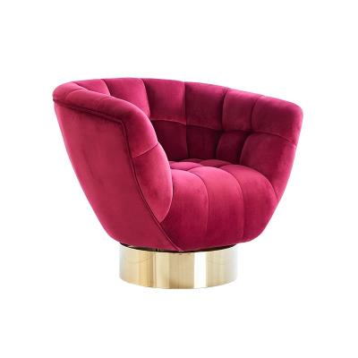 China Italian Modern Rotate Armchairs Art Furniture Hotel Gold Stainless Steel Velvet Fabric Living Room Sofa Luxury Modern Leisure Chair for sale