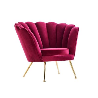 China 2022 Modern Customized Design Velvet Cushion Flower Shape Living Room Accent Shell Sofa Chair for sale