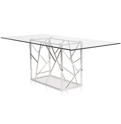 China 2022 MOKA modern furniture creative design modern glass dining table set 6 seater 12mm thick tempered glass modern dining table for sale