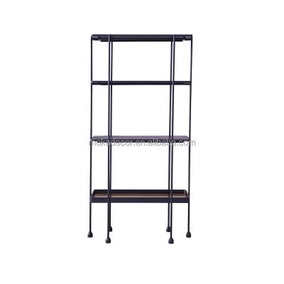 China modern design modern wood and metal black living room shelf wood rack for sale