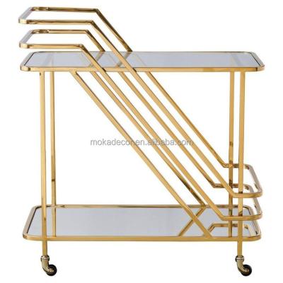 China New Wholesale Modern Dining Room Furniture Stainless Steel Gold Plated Restaurant Car 2022 Chrome Modern Dining Cart Trolley Car for sale