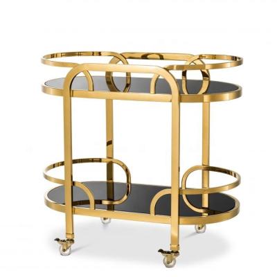 China New Wholesale Modern Dining Room Furniture Stainless Steel Gold Plated Restaurant Cart 2022 Chrome Modern Dining Trolley Cart Car for sale