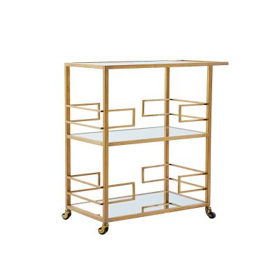 China 2022 modern new dining room furniture trolley for buffet home dining modern trolley wine glass rack gold for sale