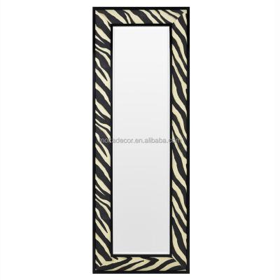 China 2022 Wall Contemporary Living Room Hallway Decorative Modern Mirror Zebra Fur Dressing Leather Mirror for sale