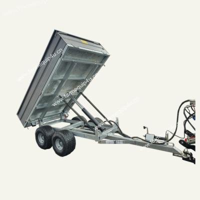 China Hydraulic end tipping hot dip galvanized four wheel hydraulic dump trailer, Hangzhou sansen farm tipper trailer for sale for sale