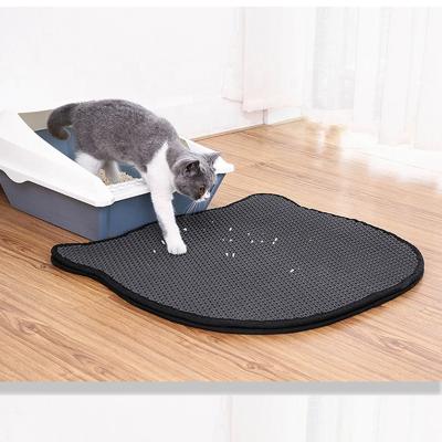 China Double-Layer Sustainable Waterproof Cat Litter Box Mat Cat Litter Trap Mat for sale