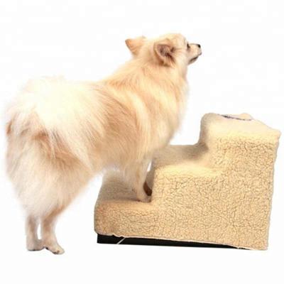 China Sustainable Foldable Plastic Indoor Dog Stair Pet Step With Fleece Cover for sale