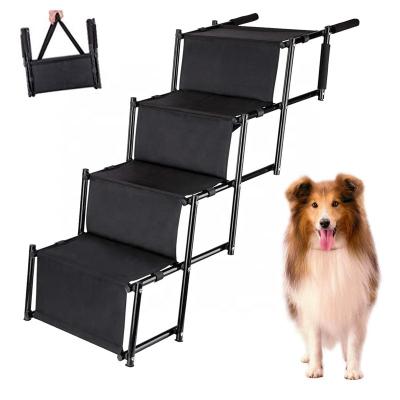 China Durable Foldable Handheld Metal Construction Dog Stair Lightweight Pet Step With Oxford Cloth for sale