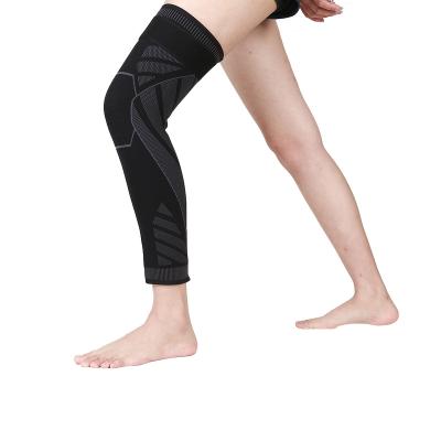 China Breathable Adjustable Elasticity Mens Womens Basketball Cycling Full Leg Sleeves Long Compression Knee Sleeves Brace For Arthritis Reduce for sale