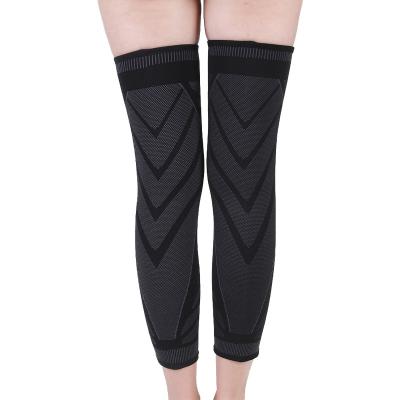 China Adjustable Elasticity Compression Breathable Nylon Knitted Leg Long Sheath Knee Support Brace For Calf Protection for sale