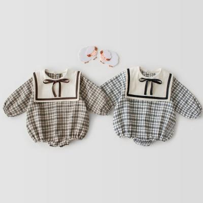 China Long Sleeve Baby Clothes New Baby Girls Jumpsuit Rompers Baby Growing Suit British Plaid Long Sleeve Jumpsuit for sale