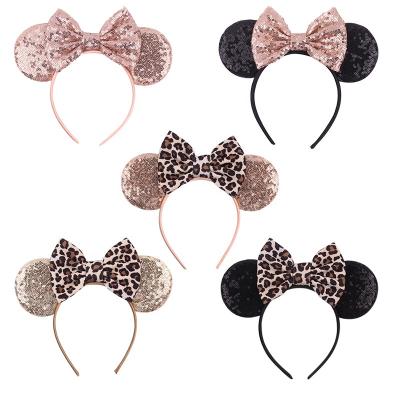 China Children's Hair Band Silk Polka Dot Hair Band Bowknot Mickey Ears Mouse Glitter Bow Girl's Hair Accessories for sale