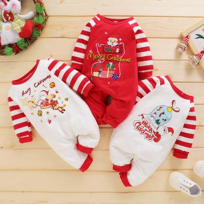 China Rompera Xman Jumpsuit Merry Christmas Long Sleeve Xmas Baby Boys Cotton Jumpsuit Red Printed for sale