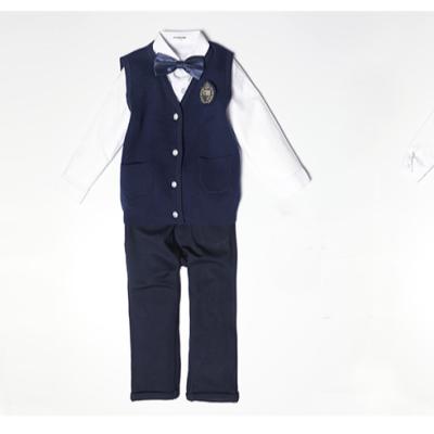 China Top + Matching Pant Sets Top + Pants Matching Sets Low Price High Quality V-Neck Sleeveless Sweater Pants Baby Boy Clothing Sets Vest Three Piece Vest for sale