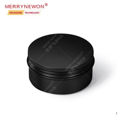 China Cosmetic Professional Black Metal Packaging Aluminum Jars With Seamless Lids Recyclable Aluminum Tin Can For Coffee Creamer Candy 80ml 80g for sale