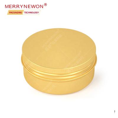 China Cosmetic Aluminum Jars With Gold Tight Screw Cap Light Round Packaging Food Grade Aluminum Tin Can Container 150g 150ml 5oz for sale