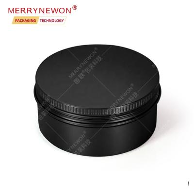 China Black Cosmetic Aluminum Tin Can With Seamlesss Lids Portable Aluminum Metal Food Grade Container Packaging Jar For Tea Cookie 200ml 200g for sale