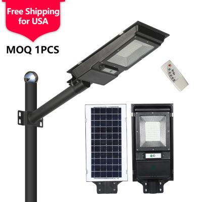 China ROAD free shipping smd stamping iron waterproof ip65 all in one integrated 60w 100w led solar street light for sale