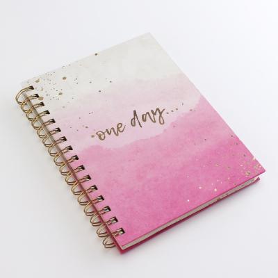 China Double Thick Paper Cover Notebook Spiral Hot Stamping Spiral Lined Notepad for sale