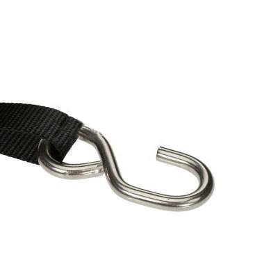 China Popular Promotional Flat Belt Hook Polyester Ratchet Textile Endless Lashing Black for sale