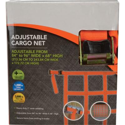 China Adjustable Touch Cargo Net E-Track Cargo Net 84in 96in. Width X 68in. Waist Envelope Trunk Cargo Net for sale