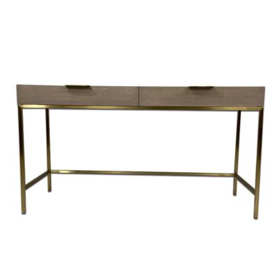 China Customized RuikangBedroom Modern Lightweight Luxury Stainless Steel Base Makeup Table Wooden Dresser for sale