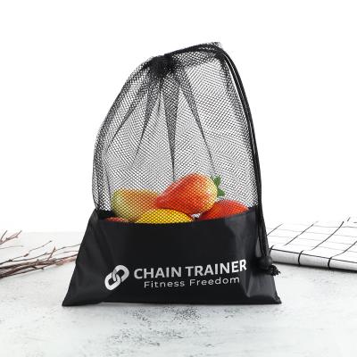 China Small Reusable Custom Mesh Drawstring Storage Bags With Logo for sale