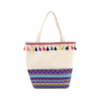 China Macrame Fashion Tassels Canvas Beach Bohemian Bags For Girls for sale