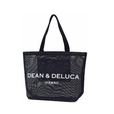 China Lightweight Private Label Black Mesh Beach Bag With Logo for sale