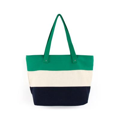 China Personalized Eco-Friendly Solid Striped Eco-Friendly Canvas Beach Bag for sale